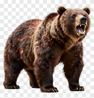 Angry Bear With Lightning Effects PNG