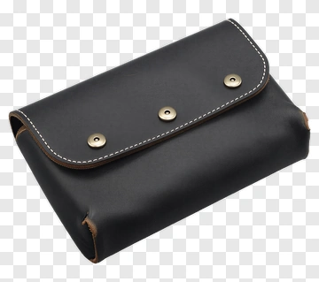 Black Leather Wallet With Snap Closure PNG