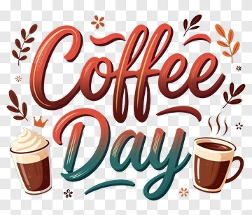 Coffee Day Design With Coffee Cups And Decorative Elements PNG