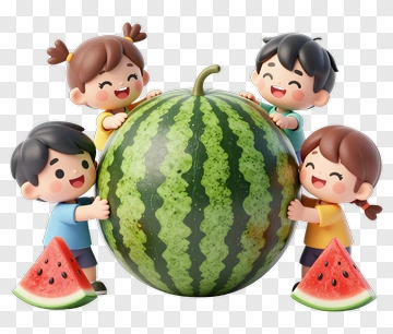 Happy Children Holding A Watermelon PNG
