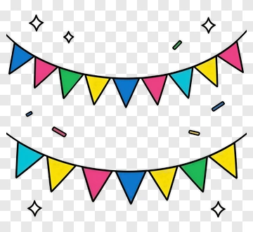 Colorful Party Bunting With Decorative Stars PNG