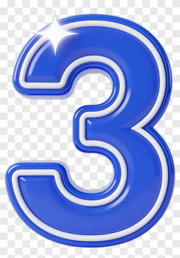 Blue Number Three With Shine PNG