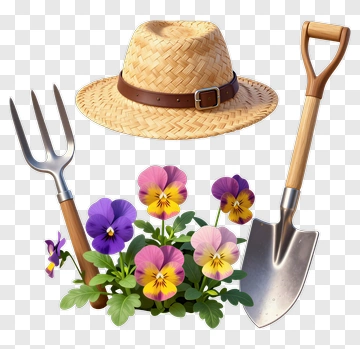 Gardening Tools And Flowers PNG