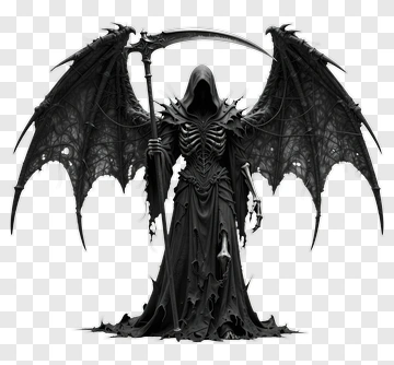 Dark Fantasy Grim Reaper With Wings PNG