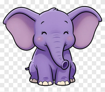 Cartoon Purple Elephant PNG