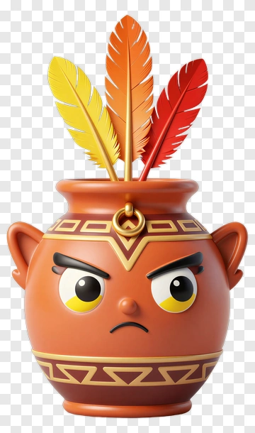 Cartoon Character With Colorful Feathers PNG