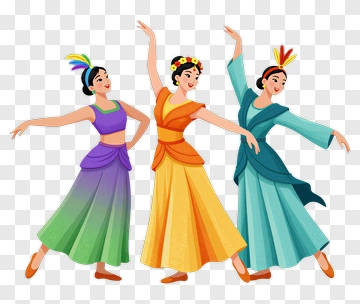 Colorful Dancers In Traditional Costumes PNG