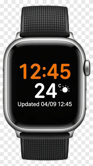 Smartwatch Display Showing Time And Weather PNG