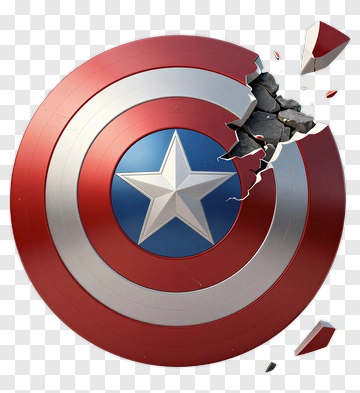 Captain America's Shield Breaking Through Wall PNG