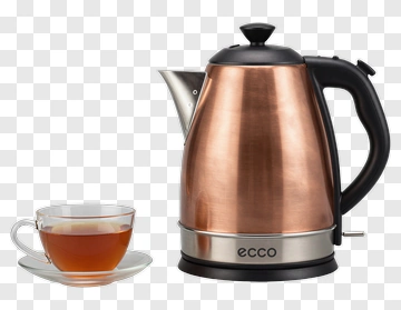 Copper Electric Kettle With Tea Cup PNG