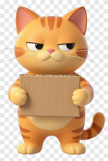 Cartoon Cat Holding A Cardboard Box PNG