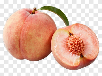 Peach With A Slice Exposing The Flesh PNG