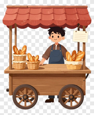 Baker At A Bread Cart PNG