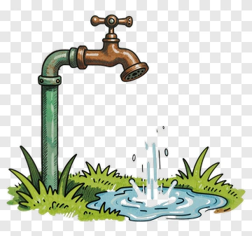 Water Faucet With Splashing Water PNG