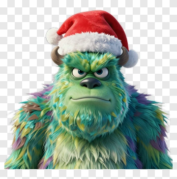 Cartoon Monster Wearing A Santa Hat PNG