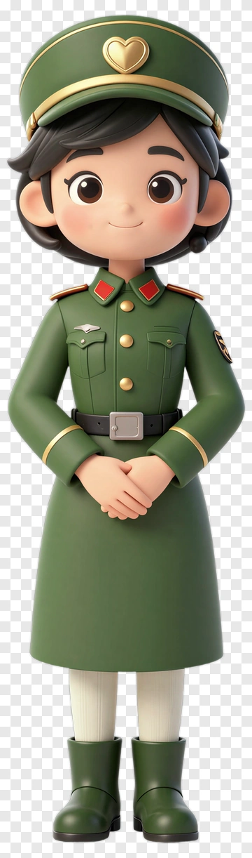 Cartoon Girl In Military Uniform PNG