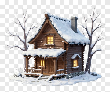 Snowy Cabin In The Woods PNG