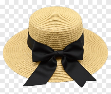 Straw Hat With Black Ribbon PNG