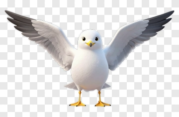Cartoon Seagull With Outstretched Wings PNG