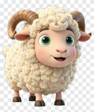 Cartoon Sheep With Curly Wool PNG