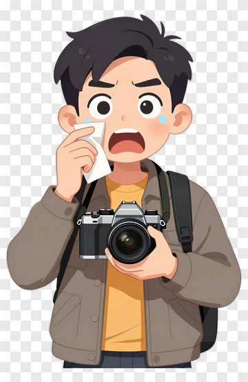 Surprised Boy Holding A Camera PNG