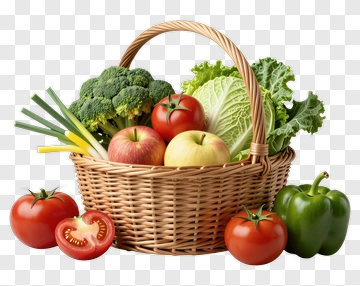 Vegetable Basket With Fresh Produce PNG