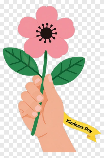 Hand Holding A Pink Flower For Kindness Day PNG