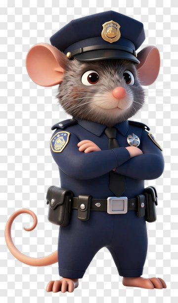Police Mouse Character In Uniform PNG