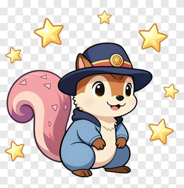 Cartoon Squirrel Wearing A Hat PNG