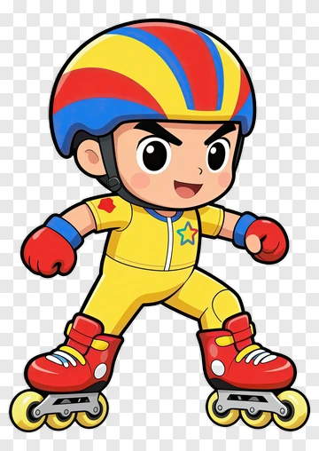 Cartoon Boy Roller Skating PNG
