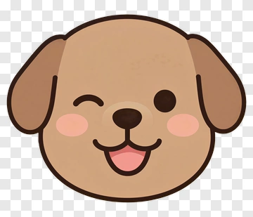 Cartoon Dog Face Winking PNG