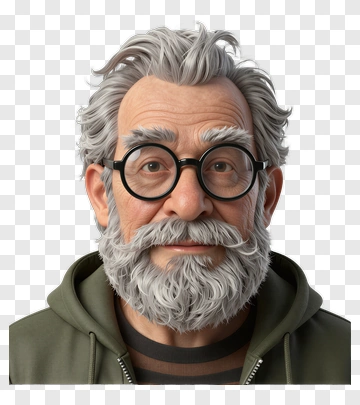Elderly Man With Glasses And Gray Beard PNG
