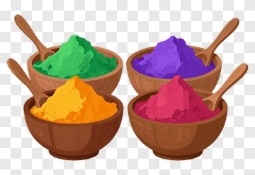 Colorful Bowls Of Holi Powder PNG