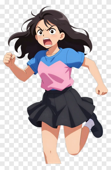 Girl Running In A Colorful Outfit PNG