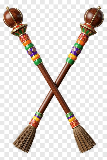 Colorful Decorative Brooms Crossed PNG