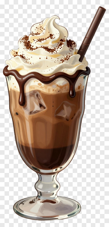 Chocolate Milkshake With Whipped Cream And Chocolate Drizzle PNG