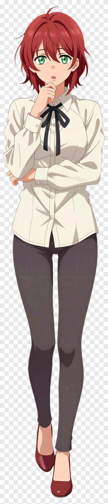 Anime Girl In A White Shirt And Black Pants PNG