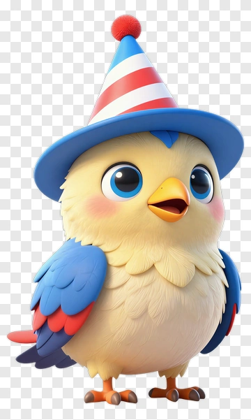 Cartoon Bird Wearing A Party Hat PNG