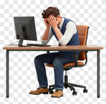 Stressed Businessman Sitting At Desk PNG