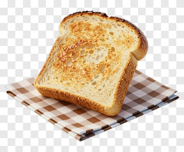 Slice Of Toast On A Checkered Napkin PNG
