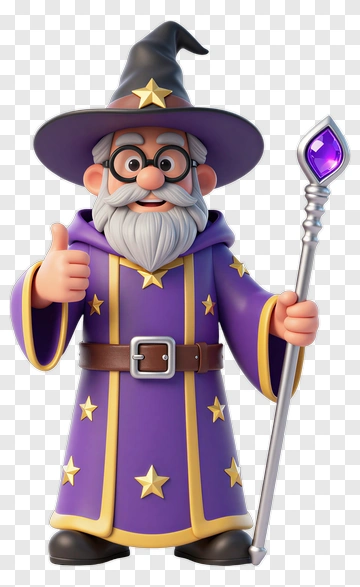Cartoon Wizard Holding A Staff PNG
