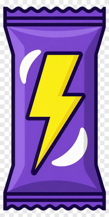 Purple Candy Wrapper With Lightning Bolt Design PNG