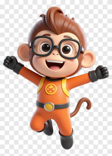 Cartoon Monkey In An Orange Superhero Costume PNG