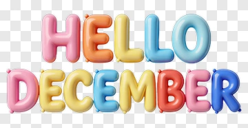 Hello December Balloon Letters PNG