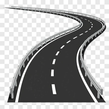 Curved Road With Guardrails PNG