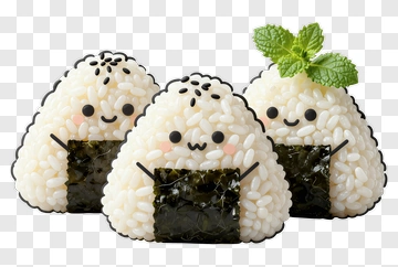 Cute Onigiri Rice Balls With Smiling Faces PNG