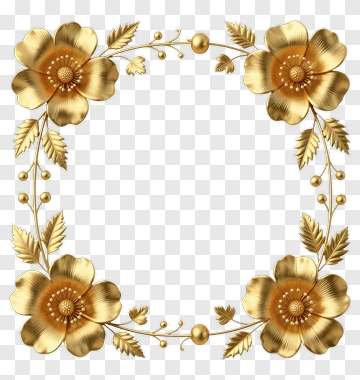 Gold Floral Frame PNG