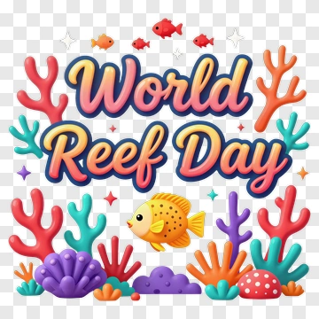 World Reef Day Celebration With Colorful Coral And Fish PNG