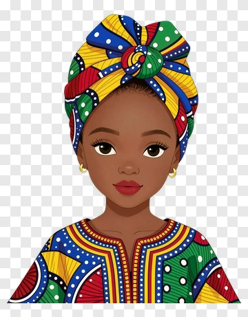African Woman In Colorful Headwrap PNG