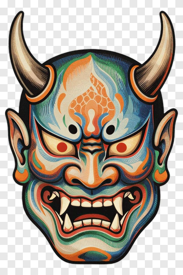 Colorful Demon Mask PNG